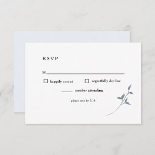 Simple Blue Floral RSVP Wedding Reception Card