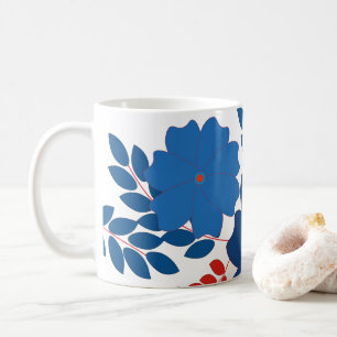 Simple blue flowers vector design coffee mug
