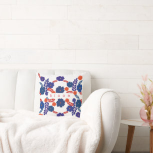 Simple blue flowers vector design cushion