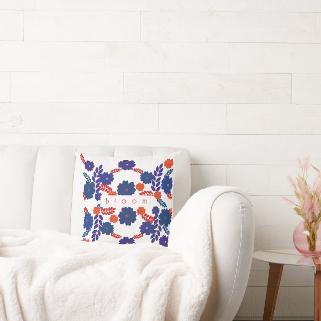 Simple blue flowers vector design cushion (Couch)