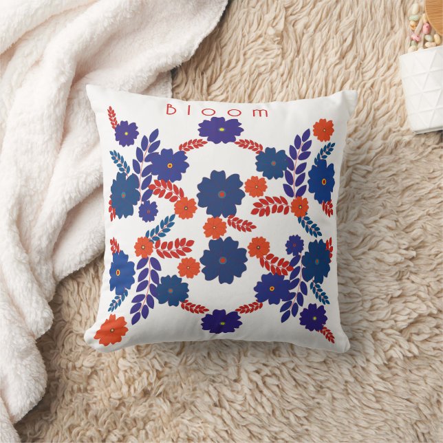 Simple blue flowers vector design cushion (Blanket)