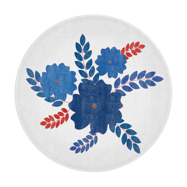 Simple blue flowers vector design cutting board (Front)