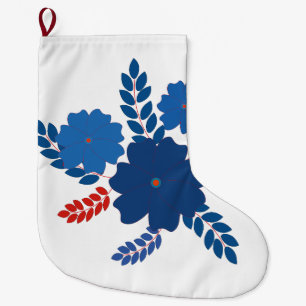 Simple blue flowers vector design large christmas stocking