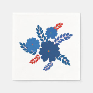 Simple blue flowers vector design napkin