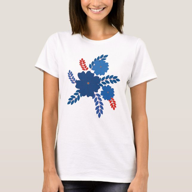 Simple blue flowers vector design T-Shirt (Front)