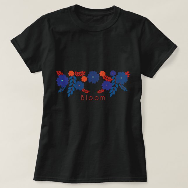 Simple blue flowers vector design T-Shirt (Design Front)