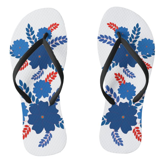 Simple blue flowers vector design thongs (Footbed)