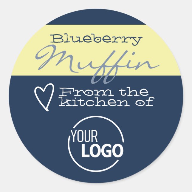 Simple Blue Food Cake Cookie Labels Calligraphy  (Front)