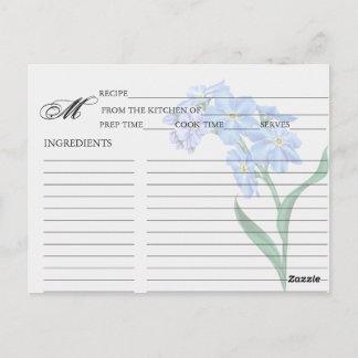 Simple Blue Forget-Me-Not Floral Recipe Cards