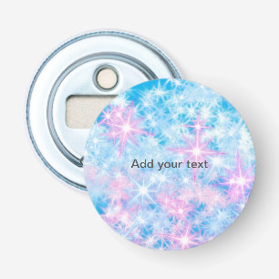 Simple blue glitter sparkle stars add your text c bottle opener