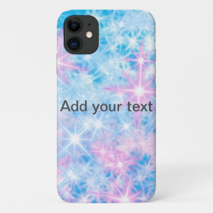 Simple blue glitter sparkle stars add your text c iPhone 11 case