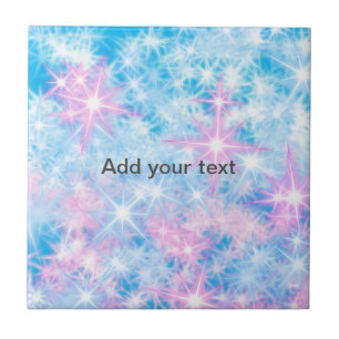 Simple blue glitter sparkle stars add your text c ceramic tile