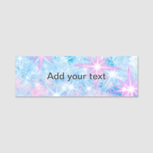 Simple blue glitter sparkle stars add your text c name tag