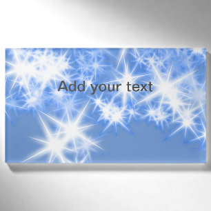 Simple blue glitter sparkle stars add your text name tag
