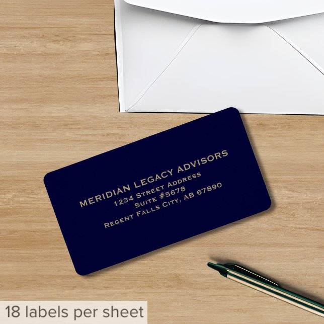 Simple Blue Gold Business Return Address Label (Creator Uploaded)