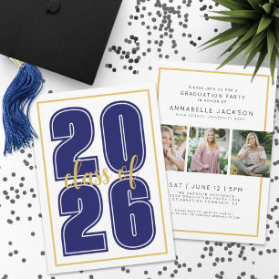 Simple Blue Graduate Photo Graduation Invitation