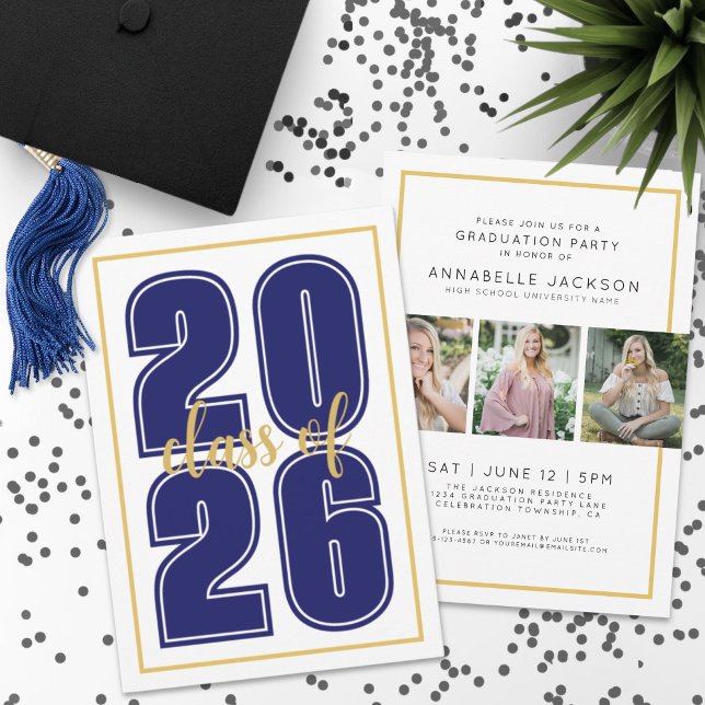 Simple Blue Graduate Photo Graduation Invitation (Simple Blue Graduate Photo Graduation Invitation)