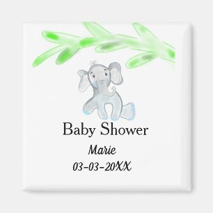 Simple blue grey baby elephant baby shower add nam magnet