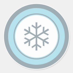 Simple blue grey circle snowflake stickers