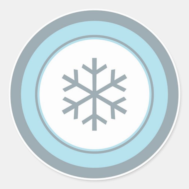 Simple blue grey circle snowflake stickers (Front)