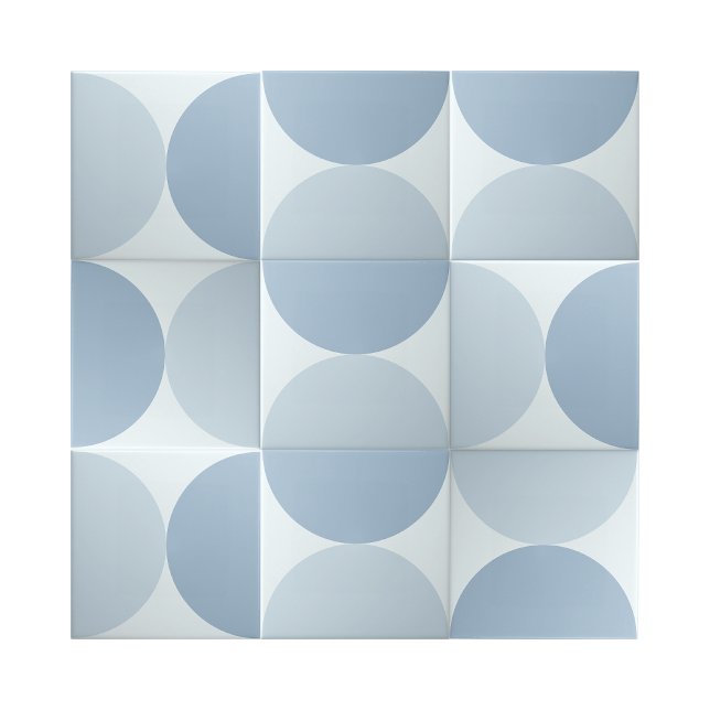 Simple Blue Half Circles Geometric Design Ceramic Tile (two tone blue geometric half circle ceramic tiles)