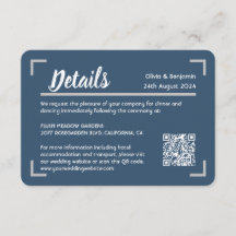 Simple Blue Handwritten Script Wedding QR Code
