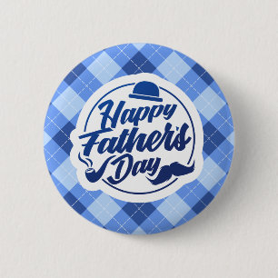 Simple Blue Happy Father's Day Pin Button