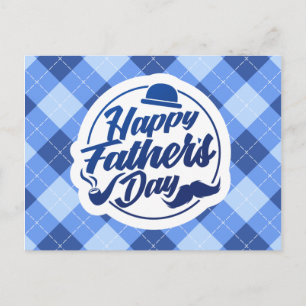 Simple Blue Happy Father's Day   Postcard