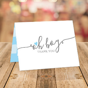 Simple Blue Heart Boy Baby Shower Thank You