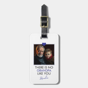 Simple Blue Heart Grandkid Grandparent Photo Luggage Tag