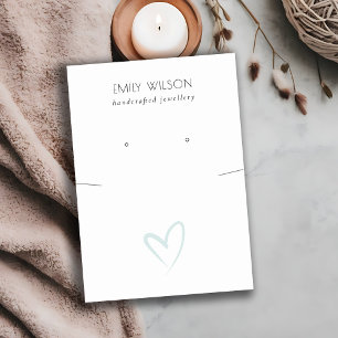 Simple Blue Heart Necklace Earring Display Business Card
