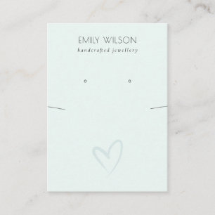 Simple Blue Heart Necklace Earring Display Business Card