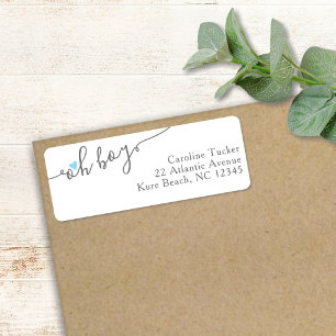 Simple Blue Heart New Baby Boy Return Address Return Address Label