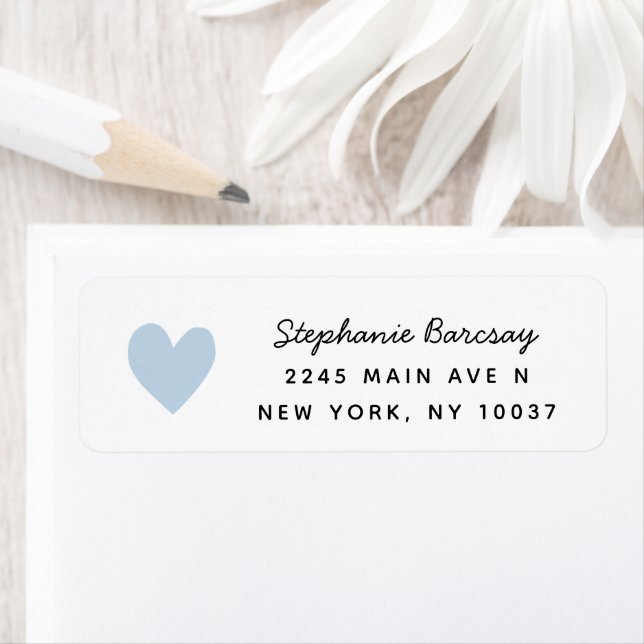 Simple Blue Heart Return Address Label (Insitu)
