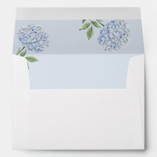 Simple Blue Hydrangea Flower Wedding Envelope