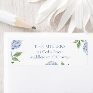 Simple Blue Hydrangea Personalised Return Address Label