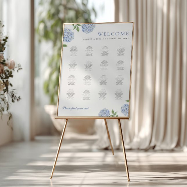 Simple Blue Hydrangea XL Seating Chart Poster (Creator Uploaded)