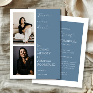Simple Blue In Loving Memory Funeral Photo Invitation