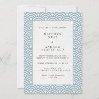 Simple Blue Japanese Seigaiha Wave Pattern Wedding