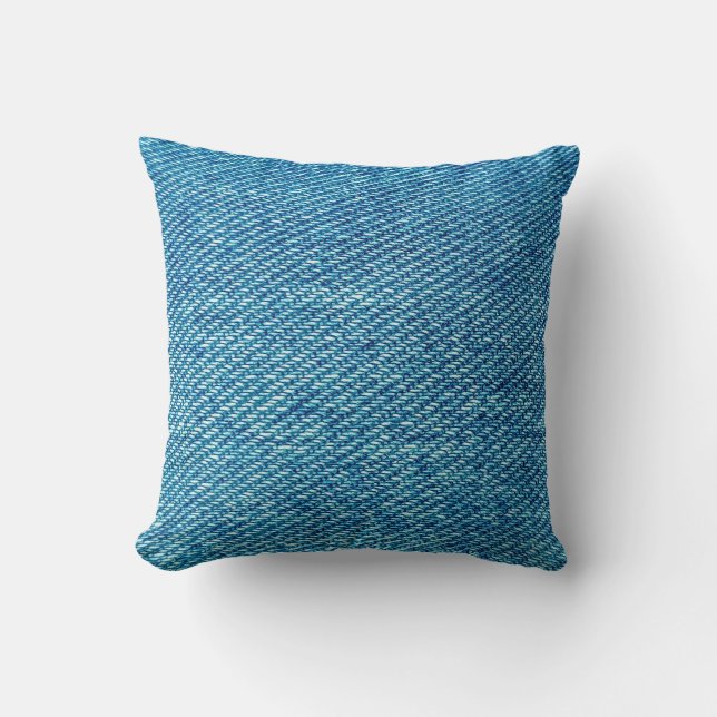 Simple Blue Jeans Denim Textile Texture | Cushion (Front)