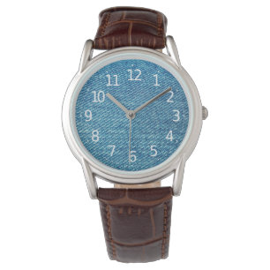 Simple Blue Jeans Denim Textile Texture Watch