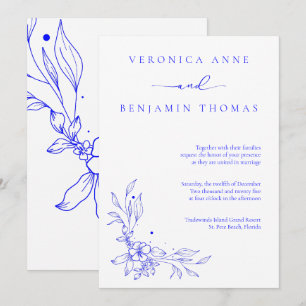 Simple Blue Jewel Tone Wedding Invitation