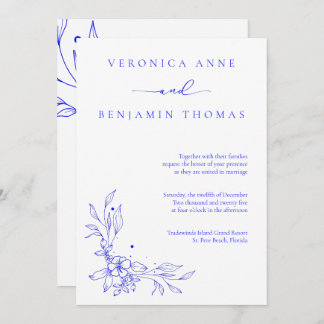 Simple Blue Jewel Tone Wedding Invitation