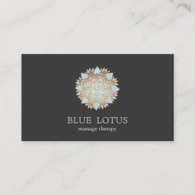 Simple Blue Lotus Logo Business Card (Front)