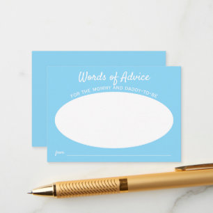 Simple Blue Minimalist Baby Shower Word of Advice Enclosure Card