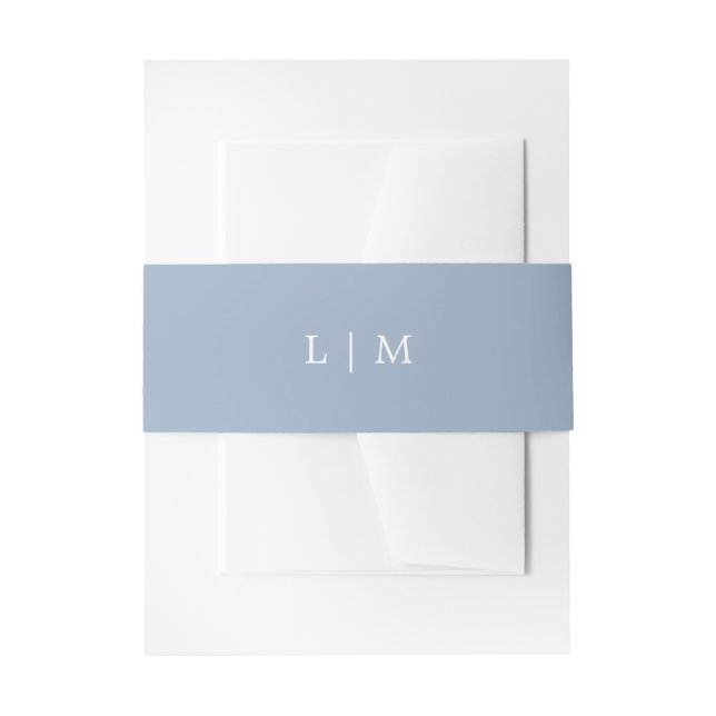 Simple Blue Monogram Minimal Elegant Wedding  Invitation Belly Band (Front Example)