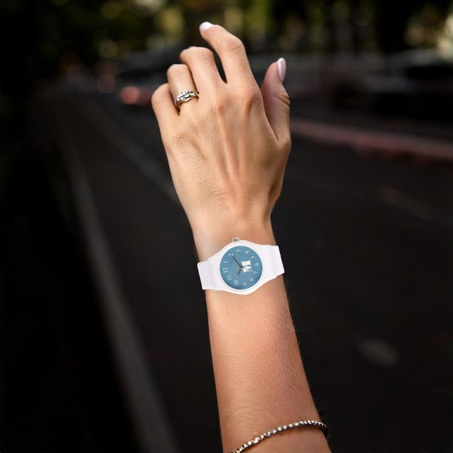 Simple Blue Monogram Minimalist Initial Stylish Watch (Simple Floral Watch)