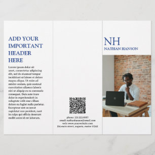 Simple Blue Monogram Modern Brochure