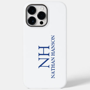 Simple Blue Monogram Modern Case-Mate iPhone 14 Pro Max Case