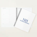 Simple Blue Monogram Modern Planner<br><div class="desc">Modern business planner featuring a simple and minimal blue and white design with your monogram in a bold font along with your name on the front.  The back has your contact info.</div>